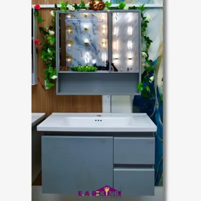 Modern Luxury  Bathroom Vanity(vnty005-80cm) Cabinet Smart Mirror Wall-Mounted Ceramic Basin Water Resistant Hotel Villa Use
