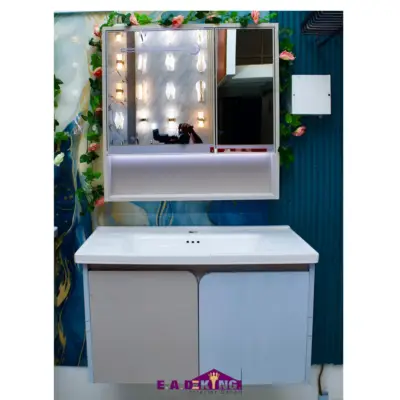 Modern Luxury Bathroom Vanity Cabinet (vnty004-80cm)Smart Mirror Wall-Mounted Ceramic Basin Water Resistant Hotel Villa Use