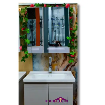 Modern Luxury Bathroom Vanity Cabinet Smart Mirror Wall-Mounted Ceramic Basin Water Resistant Hotel Villa Use