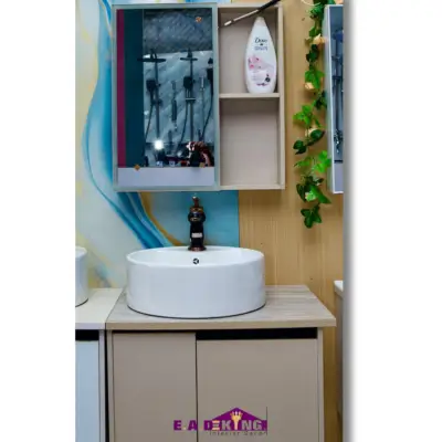 Modern Luxury Stainless Steel (vnty002-60cm)Bathroom Vanity Cabinet Smart Mirror Wall-Mounted Ceramic Basin Water Resistant Hotel Villa Use